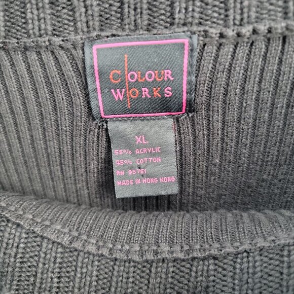 Vintage Colour Works Fringe Shawl-Collar Sweater – Black – Size XL - Picture 6 of 9